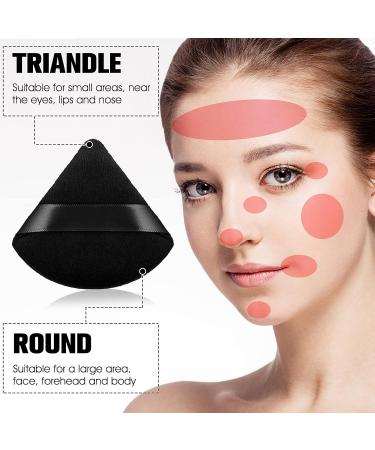 12pc Triangle Powder Puff Makeup Sponges with Strap - Soft Velour Beauty Tool for Mineral Powder & Foundation - Black - Buy Online on SooperMarket.com