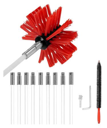 Chimney Flue Cleaning Rod Sweep Sweeping Brush Set Dry Duct Clean Kit Lint Remover (Brush Head + Rods/Use Chimney Sweep kit (Color : 9 Rods Size : 410mm)