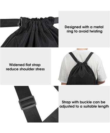 WANDF Drawstring Backpack Sports Gym Bag with Shoes Compartment - Water-Resistant Cinch String Backpack for Men and Women (Large Black) - Buy Online on SooperMarket.com