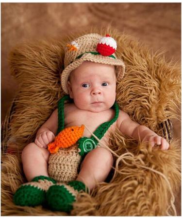 Newborn Photography Props Fisherman Set for Baby Photo Outfits - Crochet Knitted | [Brand Name] - Buy Online on SooperMarket.com