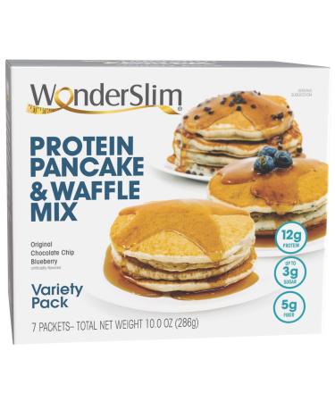 WonderSlim Protein Pancake & Waffle Mix, Variety Pack - 12g Protein, 5g Fiber, 1-3g Sugar (7ct) Variety Pack 1 Count (Pack of 7)