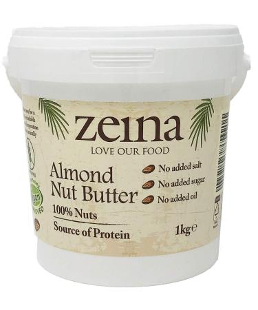 Zeina Almond Butter (1Kg) - Smooth Roasted Almond Nut Butter - Source of Protein - Vegan/Vegetarian Approved Gluten Free Snack Great for Cooking and Baking