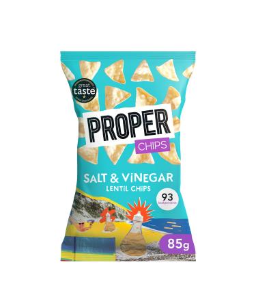 PROPERCHIPS Salt & Vinegar Lentil Chips - 1 x 85g - Vegan Gluten Free Snacks Vinegar 85 g (Pack of 1)