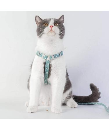 Petom Flower Pattern Cat Dishes & Leash Set - Breaking-Proof Adjustable Chest Strap for Small & Medium Cats - Light Green - Buy Online on SooperMarket.com