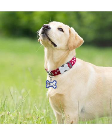 Personalized Yhananti Dog ID Tag - Engraved Glitter Bones Pendant for Small to Medium Dogs - Stainless Steel Pink Custom Name & Contact Info - Buy Online on SooperMarket.com