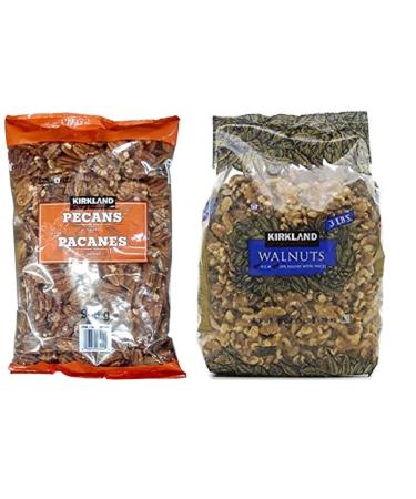 Kirkland Signature Pecan and Walnuts Bundle - Includes Kirkland Signature Pecan Halves (2.0 LB) and Walnuts (3 LB)