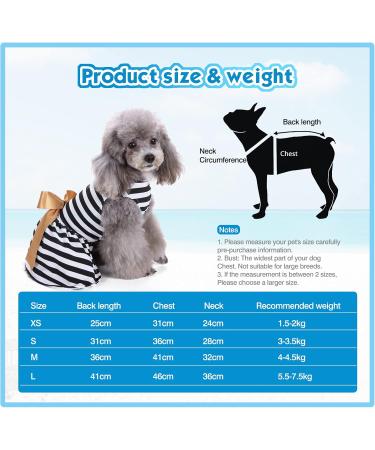 Elegant Petcute Dog Dress - Summer Tutu for Little Dogs with Bowknot & Flower Design | XS Black & White Stripes - Buy Online on SooperMarket.com