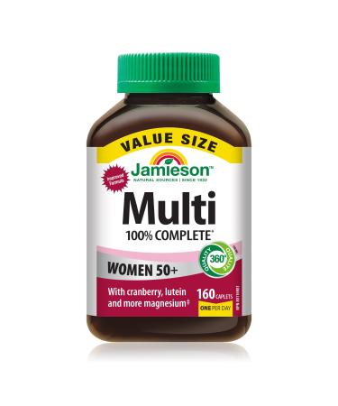 Jamieson 100% Complete Multivitamin for Adult Women 50+ Value Size with Cranberry Lutein & Magnesium 160 count (Pack of 1)