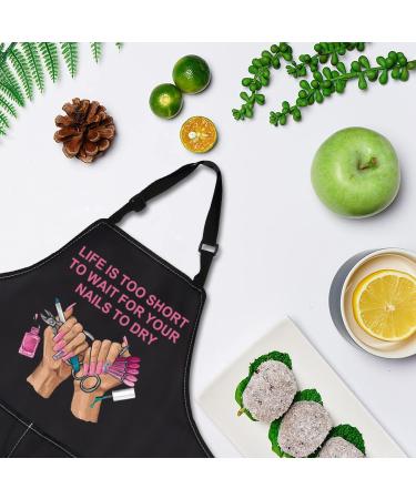PLITI Nail Tech Apron For Women Life Is Too Short To Wait For Your Nails To Dry Nail Technician Gift Manicurist Gift Wait nails dry APU - Buy Online on SooperMarket.com