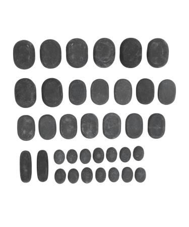 36pcs Basalt Hot Stones Set 4 Sizes Round Shape Body Relaxation Basalt Hot Massage Stones for SPA