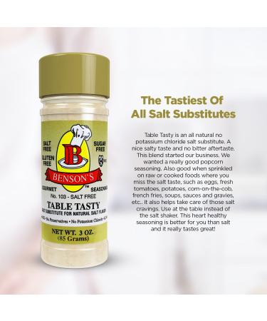 Bensons Table Tasty Salt Substitute - No Potassium Chloride, No Sodium Alternative - 6-Pack Plastic Bottles (3 oz each) - Buy Online on SooperMarket.com