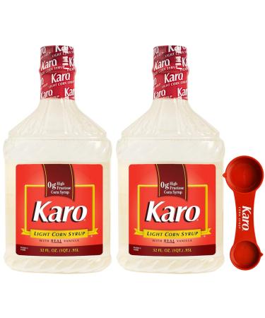 Karo Light Corn Syrup with Real Vanilla 32 Ounce Bottle (Pack of 2) Includes Karo Measuring Spoon