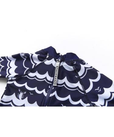 BONVERANO Baby Boys Swimsuit | Toddler Bathing Suit UPF 50+ Sun Protection | Short Sleeve One Piece Swimwear | 6-9 Months Navy Wave - Buy Online on SooperMarket.com