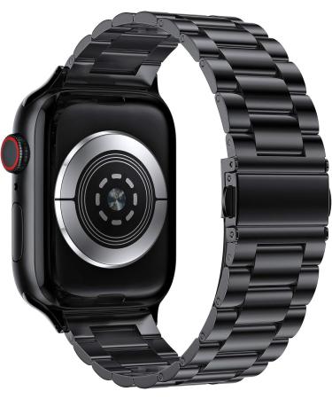 EPULY Compatible with Apple Watch Band 49mm 45mm 44mm 42mm 41mm 40mm 38mm Business Stainless Steel Metal Wristband for iWatch SE & Series Ultra se 8/7/6/5/4/3/2/1 A-Black 45mm 44mm 42mm 49mm - Buy Online on SooperMarket.com