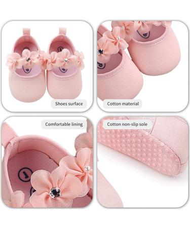 2 x Toddler Flower Girl Shoes + Headband | Non-Slip Soft Special Occasions Christening Wedding Party Shoes | Size 0-6 Months | Pink - Buy Online on SooperMarket.com