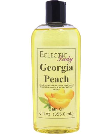 Georgia Peach Bath Oil by Eclectic Lady - Scented Bath Oil - Relaxing & Moisturizing Bathing Oil - Fragrance Body Oil For Dry & Rough Sensitive Skin - Body Daily Nourishing Shower Oil (8 oz) 8 Ounce