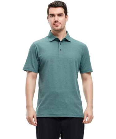 VEBOON Men's Short Sleeve Polo Shirt - Pine Green Heather, Large - Buy Online on SooperMarket.com
