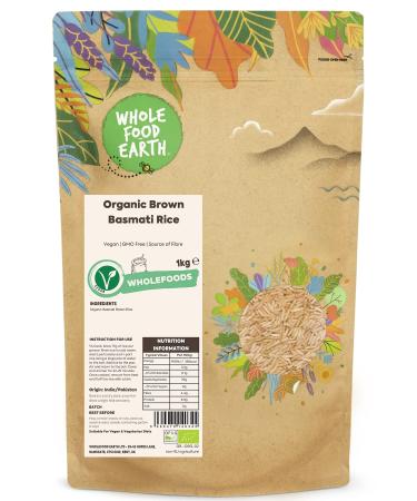 Wholefood Earth Organic Brown Basmati Rice 1kg Vegan | GMO Free | Source of Fibre | Certified Organic
