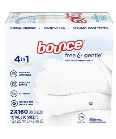 Bounce Free & Gentle Unscented Dryer Sheets 320 ct.