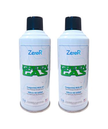 ZeroR Green Gas | Fuel for Airsoft Pistols | 2 Cans - 13.5 fl oz Each (11.8 oz by Total Weight)