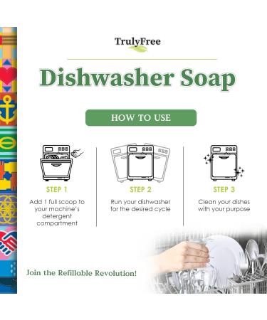 Truly Free Auto Dishwasher Soap 12.5oz - Natural Concentrated Dishwasher Detergent Hard Water Stain Remover No Harmful Ingredients - Sparkling Clean Dishes - Buy Online on SooperMarket.com