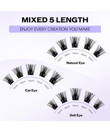 D Curl 0.07mm 8-16mm Mix Cluster Lashes | Soft & Wispy DIY Extensions | Wide Stem Individual Eyelashes - XHFD-C3-0.07-D-816 - Buy Online on SooperMarket.com