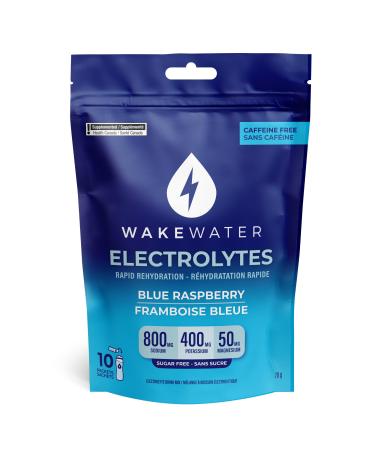 WakeWater Electrolytes Powder | Blue Raspberry 10 x 7g Electrolyte Powder Packets | Rapid Rehydration | Sugar Free | No Artificial Sweetener | 0 Calories | Keto & Paleo Friendly