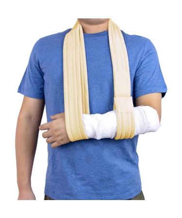 yeloumiss Arm Sling Adjustable Shoulder Support Sling Lightweight Comfortable Shoulder Immobiliser Support for Women and Men for Right Left for Wrist Hand Elbow Arm Injured 63 inch (Beige)