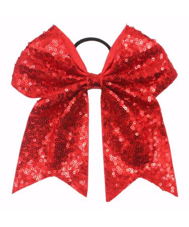12Pcs 7.5 Glitter Sequins Pigtail Bows for Baby Girls - Sparkly Cheer Hair Bows with Elastic Hair Ties - Buy Online on SooperMarket.com