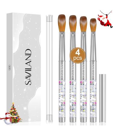 Saviland Pure Kolinsky Acrylic Nail Brush Set - 4PCS Silver Glitter Brushes for Acrylic Powder & Monomer Liquid Nail Extension - Sizes 6/10/12/14 - Women's Gift Set - Buy Online on SooperMarket.com