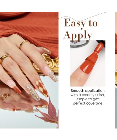Modelones Gel Nail Polish Set - 6 PCS Neutral Nude & Brown Fall Colors 2024 | Gold Glitter Soak OFF Nail Gel Kit | Perfect Halloween Gift & DIY Manicure - Buy Online on SooperMarket.com