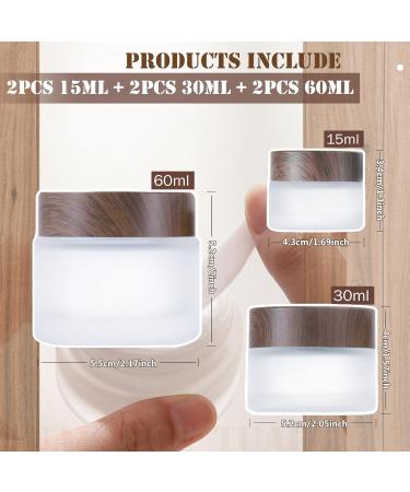 Tuakimce 6-Piece Glass Cream Can Set - Refillable Containers with Wooden Grain Lid for Cosmetics & Lottery - 15ml & 30ml Sizes - Buy Online on SooperMarket.com