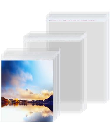 3 Mil Thick Crystal Clear Sleeves No Acid Storage Bags Transparent Sealing Bag for Art Photo Prints Framing Mats Mattes, 5 x 7 Inch, 8 x 10 Inch, 11 x 14 Inch (60 Pieces)
