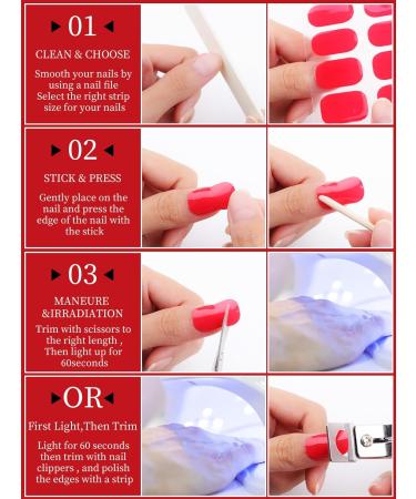 Kalolary 32PCS Gel Nail Polish Strips - Bright Red | Adhesive Full Wrap Sticker with Nail File | Waterproof & Long-Lasting | UV/LED Lamp Required - Buy Online on SooperMarket.com