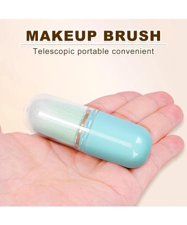 Retractable Kabuki Brush Travel Makeup Brush Cute Capsule-shape Blush Brush Foundation Brush Suitable for Liquid Foundation Pressed Powder Contour Cream Blue - Buy Online on SooperMarket.com