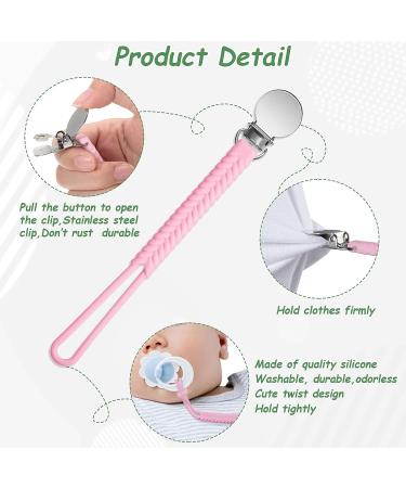 Nuanchu 8-Piece Braid Pacifier Clip Set for Baby Girl Boy - Bright Colors - Buy Online on SooperMarket.com