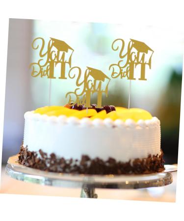 CHILDWEET 10pcs 2021 Graduation Cake Arrangement Trencher Cake Toppers 2021 Graduation Photo Booth Props Dessert Picks High Grad Paper Cups Party Cake Topper Food Insert Card Golden 13x13.5cm - Buy Online on SooperMarket.com