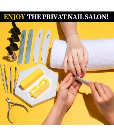 FANDAMEI 12pcs Nail Files Set with Cuticle Nipper, Buffer, Pusher, Remover Tool Manicure Kit Yellow - Buy Online on SooperMarket.com