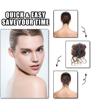 Long beard ball head wig bun grab clip Fluffy natural scrunchie bridal cocktail hairpin Messy Hair Bun Extensions Curly Wavy Hair Scrunchies Messy Bun Hairpiece (Light brown with darker shades) - Buy Online on SooperMarket.com