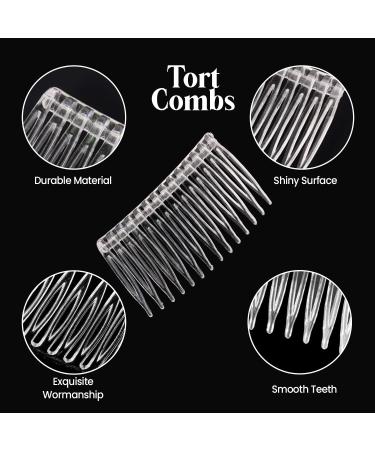Set of 4 Tort Plain Hair Combs 7cm French Side Combs - White | Strong Hold Hair Clips for Girls & Women - Buy Online on SooperMarket.com
