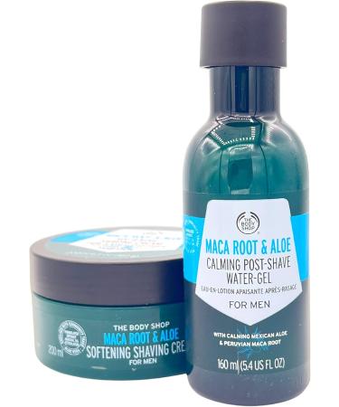The Body Shop Maca Root & Aloe Softening Shaving Cream 200ml & Calming Post Shave Water Gel 160ml for Men - Buy Online on SooperMarket.com