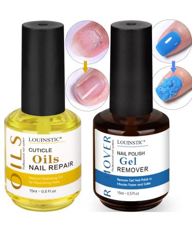 LOUINSTIC Gel Nail Polish Remover with Cuticle Oil for Nails  Gel Remover Quick Remove Gel Nail Polish within 3-5 mins  Nail Polish Gel Remover removedor de esmalte gel