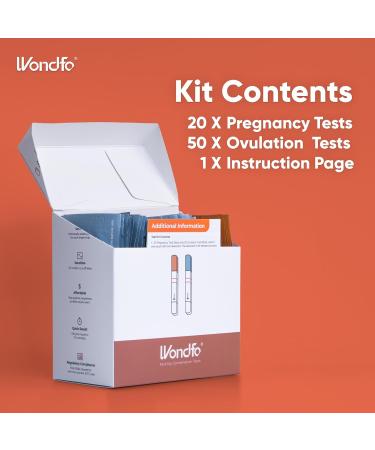Wondfo 50 Ovulation and 20 Pregnancy Test Strips Kit - Highly Sensitive and Fast at Home Self-Checking Fertility Predictor Kit Pack of 70 50lh+20hcg - Buy Online on SooperMarket.com