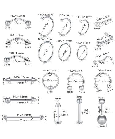JIESIBAO 100PCS Piercing Kit - 12G 14G 16G Needles & Clamps for Nose Septum Belly Button Lip Tongue Eyebrow Cartilage & More - Professional Piercing Tools - Fast International Shipping - Buy Online on SooperMarket.com