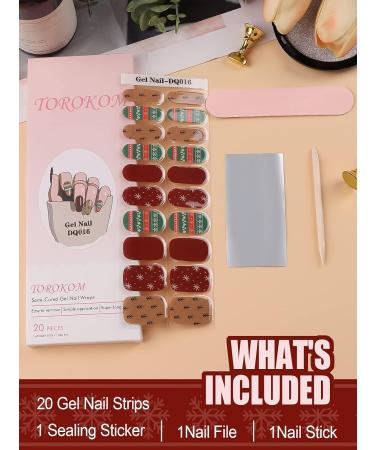 EBANKU Christmas Glitter Gel Nail Polish Strips - Long Lasting, Waterproof Full Wraps Stickers with Nail File & Wipes - UV/LED Lamp Required | SDTRK16 - Buy Online on SooperMarket.com
