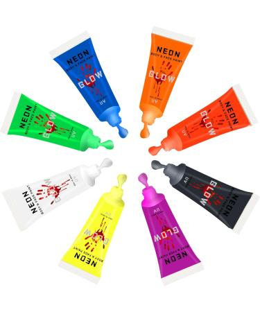 UV Face and Body Paint Glow Set - 8 Fluorescent Colors for Halloween Art Party Fancy Makeup - Buy Online on SooperMarket.com