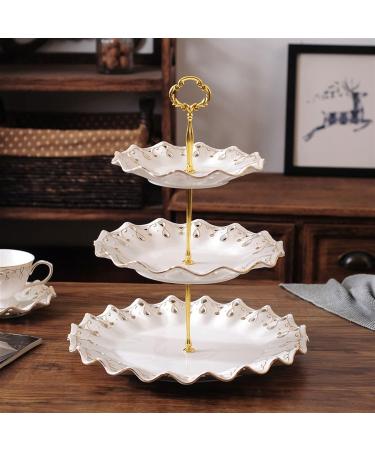 Fruit Basket Bowl Fruit Dish Three-Layer Fruit Plate Chinese Style Hollow Creative Ceramic Fruit Bowl Living Room Dining Room Kitchen Desktop Decor Candy Plate Fruit Bowls - Buy Online on SooperMarket.com