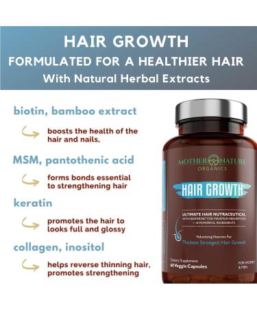 Women's Hair Growth Supplement with Collagen, Keratin & Biotin - 60 Capsules for Thicker, Fuller Hair & Faster Regrowth - Vegan & Non-GMO - 1 Month Supply - Buy Online on SooperMarket.com