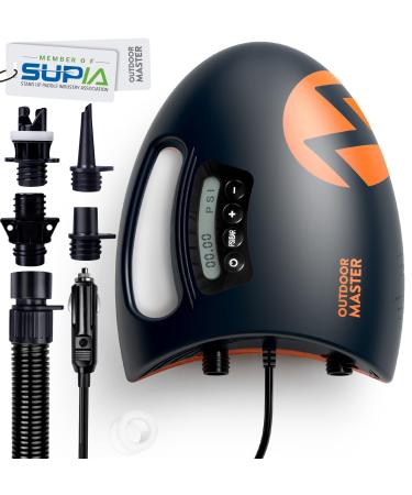 OutdoorMaster 20PSI High Pressure SUP Air Pump The Shark - Intelligent Dual Stage Inflation & Auto-Off Feature, Deflation Function, 12V DC Car Connector, for Inflatable Stand Up Paddle Boards, Boats 2nd Gen