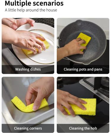 ARCLIBER Cellulose Heavy Duty Kitchen Sponges - 6 Pack, Multicolor - Scrub Tough Messes Without Scratching - Buy Online on SooperMarket.com